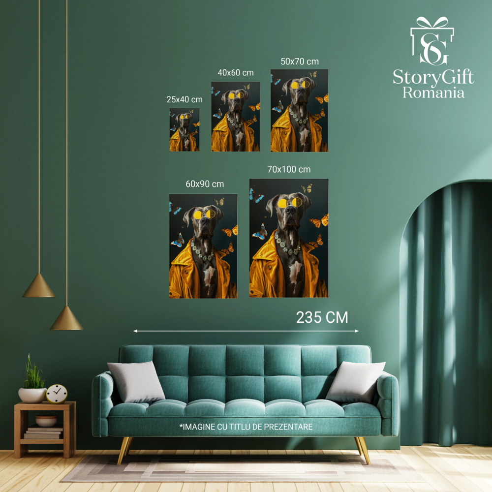 Tablou Canvas Canis Mare Danez cu Colier de Diamante - Pictură Digitală, Marime 40x25CM [4]