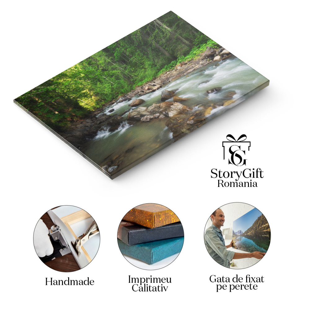 Tablou Canvas Compozitie a Naturii Padure, Verde, Peisaj, Rau, Canion 1423 40x25CM [2]