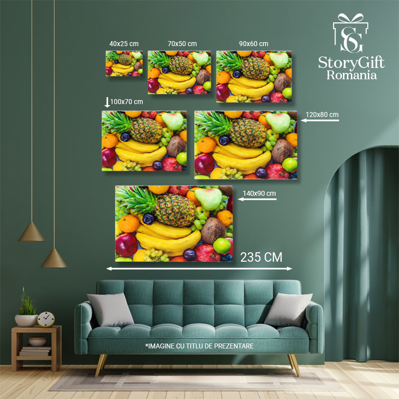 Tablou Canvas Compozitie de Fructe Proaspete, fruit, food, grape, banana, apple 503 40x25CM [5]