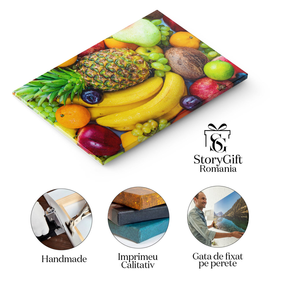 Tablou Canvas Compozitie de Fructe Proaspete, fruit, food, grape, banana, apple 503 40x25CM [2]