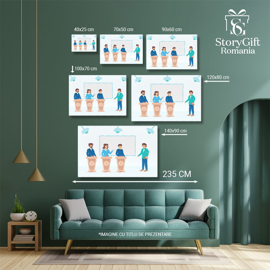 Tablou Canvas Concursul de Raspunsuri cu Prezentatorul Verde, 40x25cm [5]