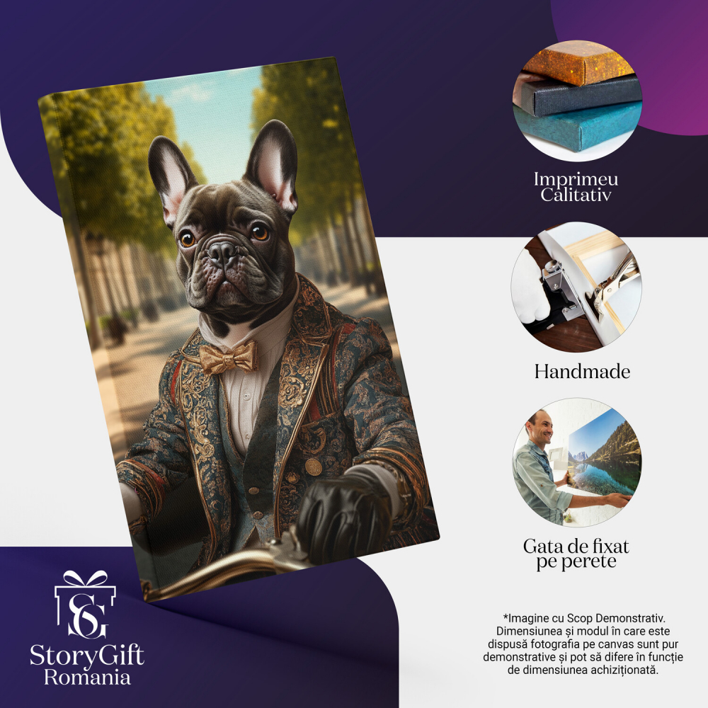  Tablou Canvas Personalizat Conducător De Motor În Sacou Cu Detalii Aurii Și MotocicletăMarime 140x90CM [4]