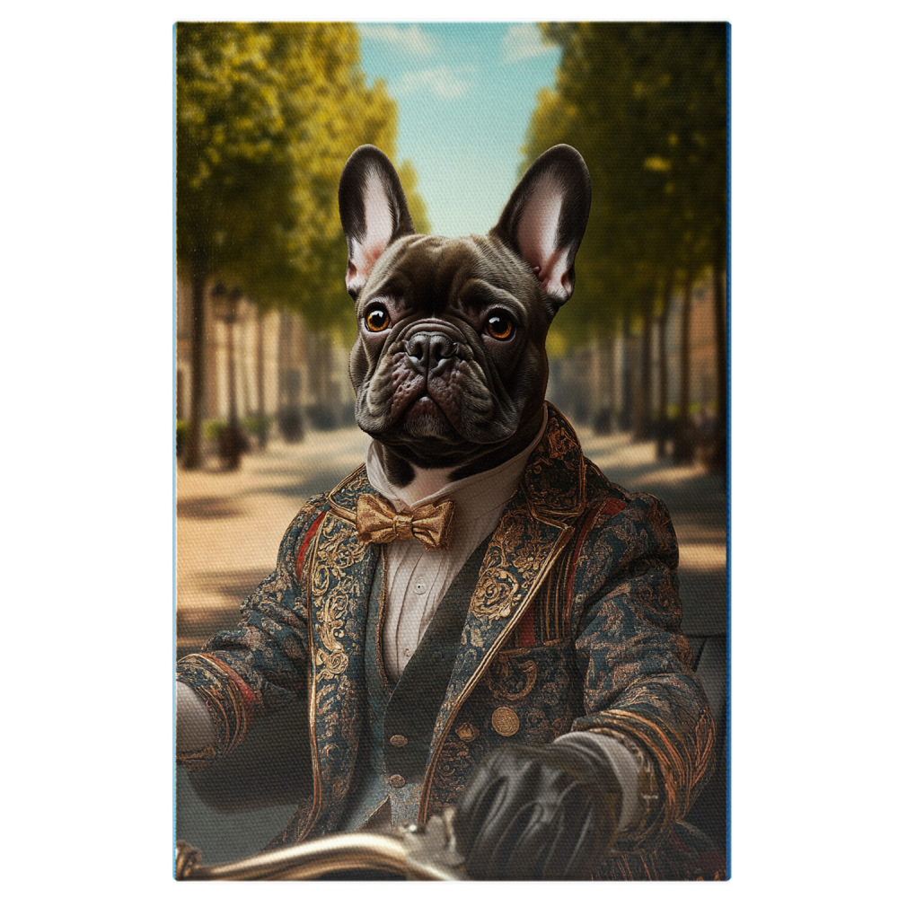  Tablou Canvas Personalizat Conducător De Motor În Sacou Cu Detalii Aurii Și MotocicletăMarime 140x90CM [1]