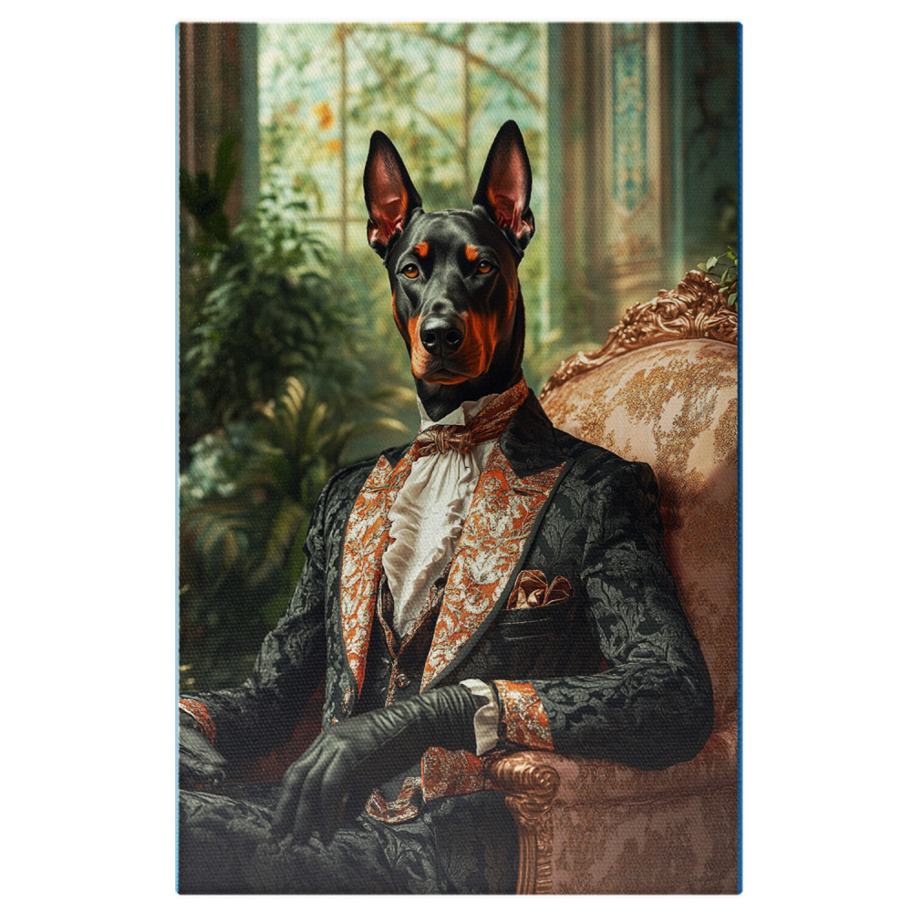 Tablou Canvas Personalizat Conte Regal Cu Ținută Elegantă Neagră Pe Fotoliu RegalMarime 40x25CM [1]