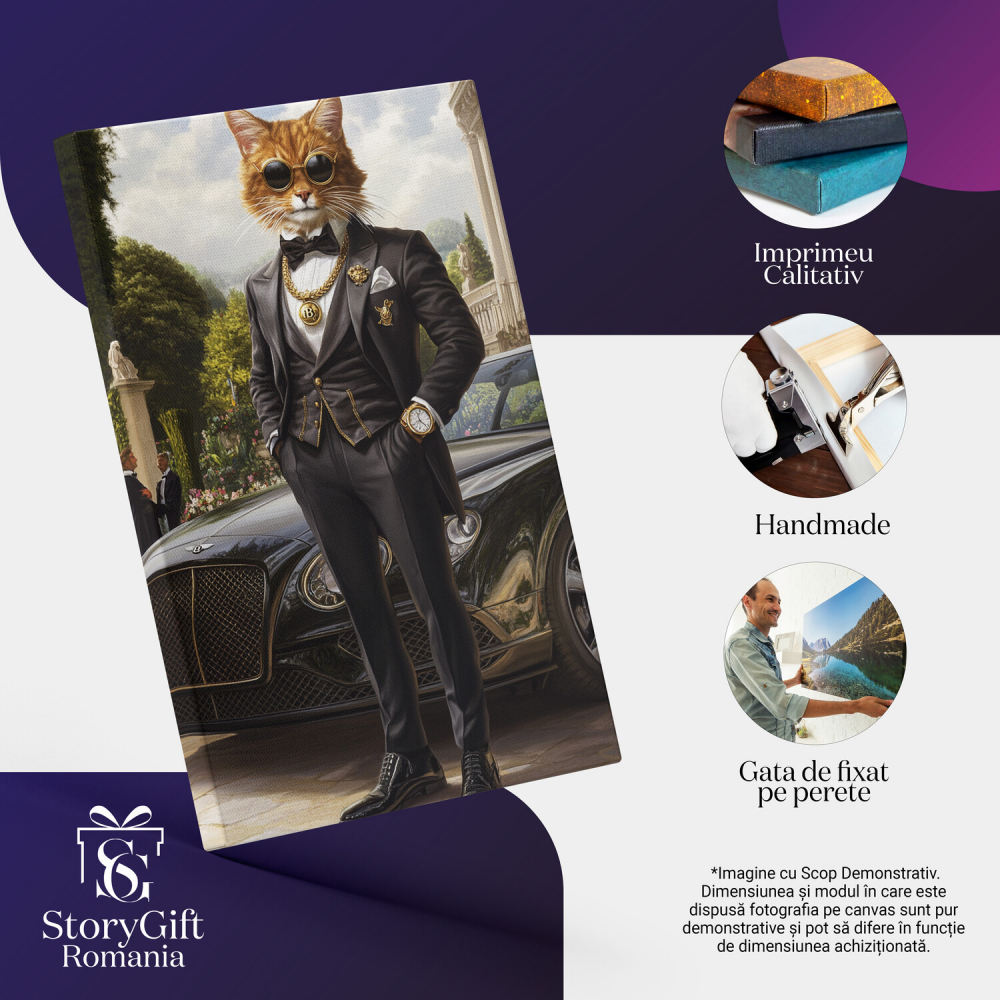  Tablou Canvas Personalizat Conte Regal În Costum NegruMarime 40x25CM [4]