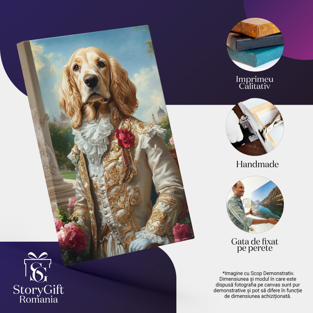  Tablou Canvas Personalizat Conte Regal În Curtea Palatului Cu Jachetă AurieMarime 140x90CM [4]
