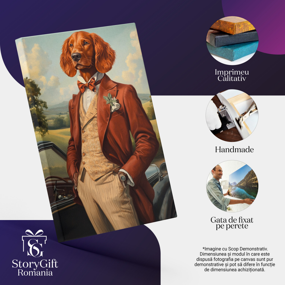  Tablou Canvas Personalizat Conte Regal Cu Papion Maro Și Mașină VintageMarime 40x25CM [4]