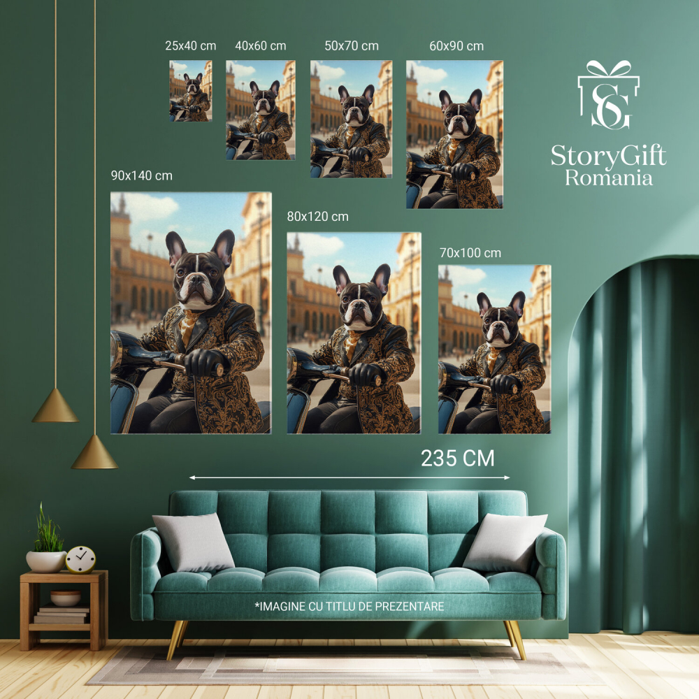  Tablou Canvas Personalizat Conte Regal Pe Scuter Negru În EuropaMarime 40x25CM [6]