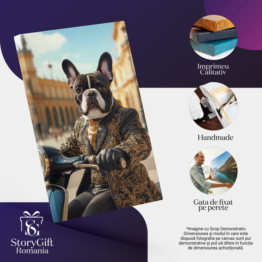  Tablou Canvas Personalizat Conte Regal Pe Scuter Negru În EuropaMarime 40x25CM [4]