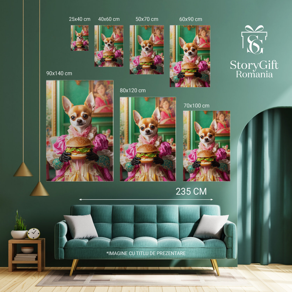  Tablou Canvas Personalizat Contesa Aristocrată Cu Burger Imens Fast FoodMarime 40x25CM [6]