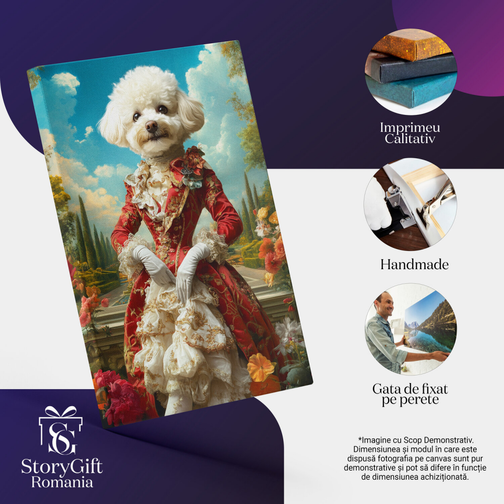 Tablou Canvas Personalizat - Animal Contesă în Rochie Roșie în Grădină
Marime 40x25CM [4]