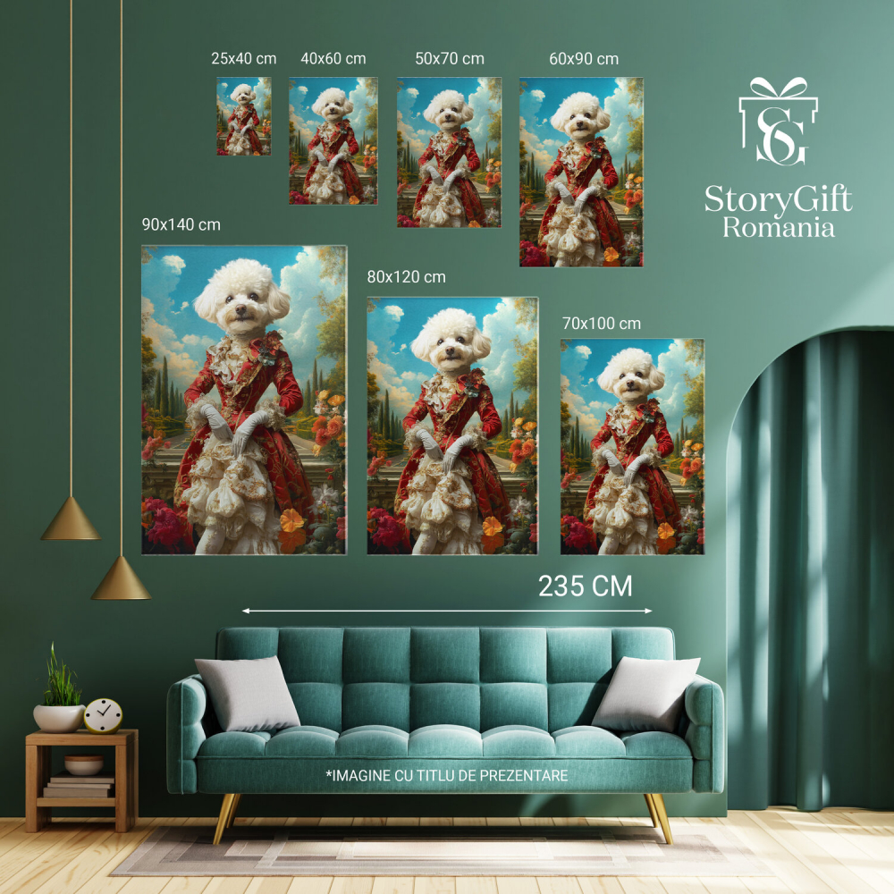 Tablou Canvas Personalizat - Animal Contesă în Rochie Roșie în Grădină
Marime 40x25CM [6]