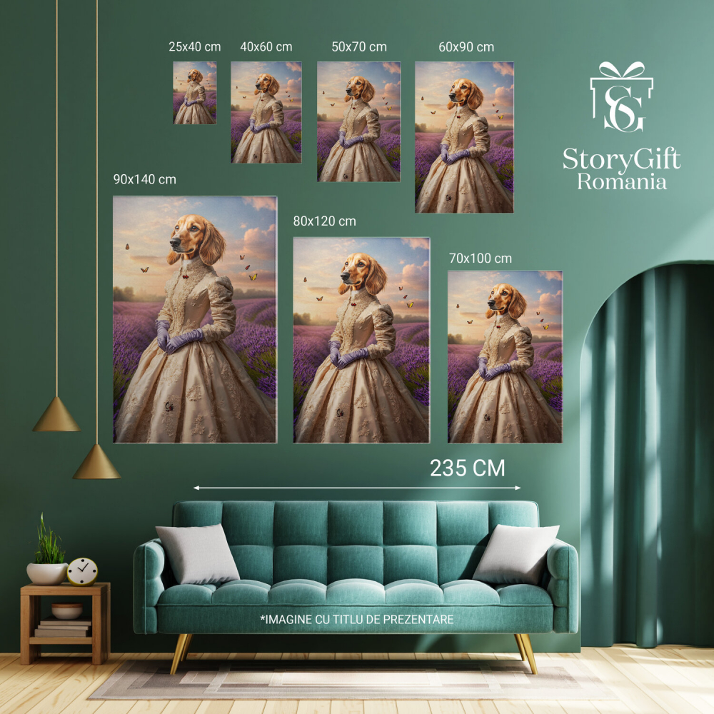 Tablou Canvas Personalizat - Animal Contesă în Lan de Lavandă
Marime 90x60CM [6]