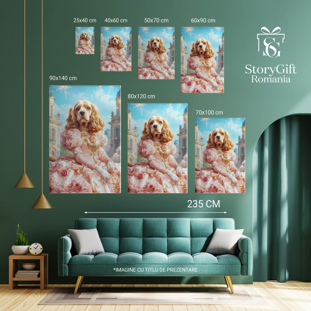  Tablou Canvas Personalizat Contesa Regală În Rochie Roz Cu Detalii AuriiMarime 40x25CM [6]