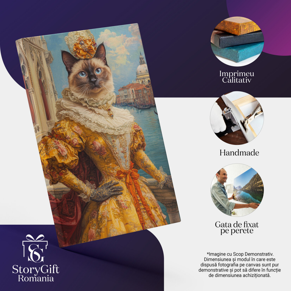  Tablou Canvas Personalizat Contesa Regală Pe Pod Cu Rochie GalbenăMarime 40x25CM [4]