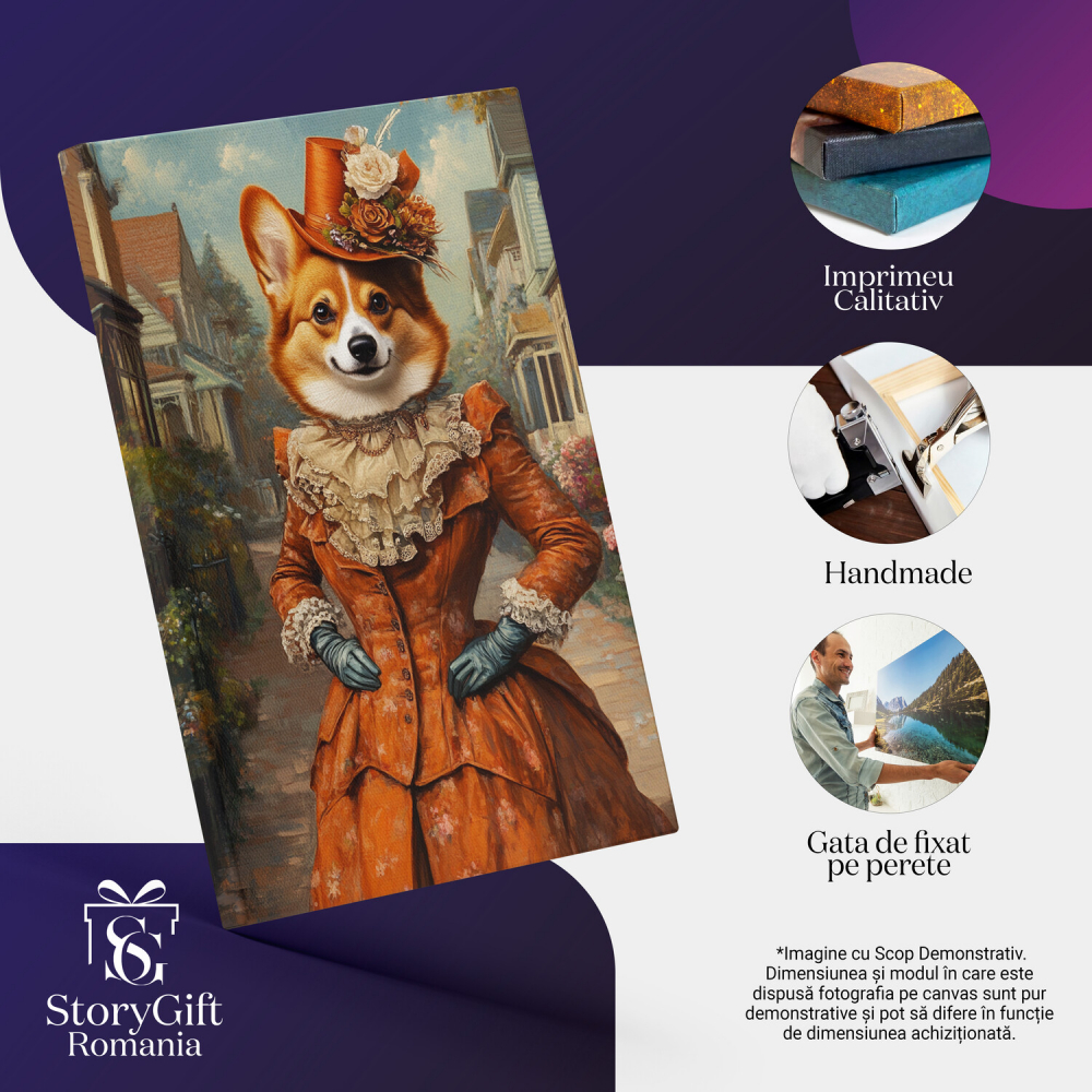  Tablou Canvas Personalizat Contesa Regală Cu Sacou Și Palarie RoșieMarime 70x50CM [4]