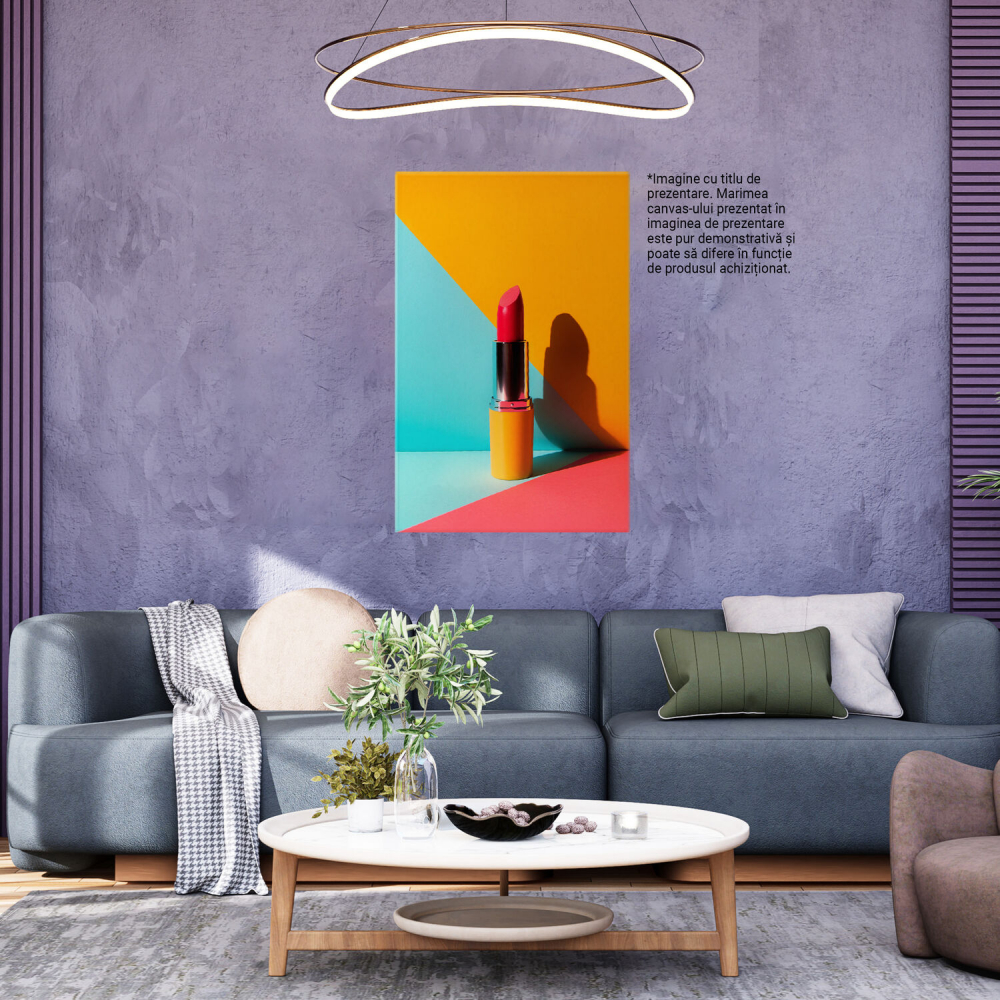 Tablou Canvas Contrastul Rujului Roșu Pe Fundal Galben - Pictură Digitală Vibrantă, Marime 70x50CM [3]