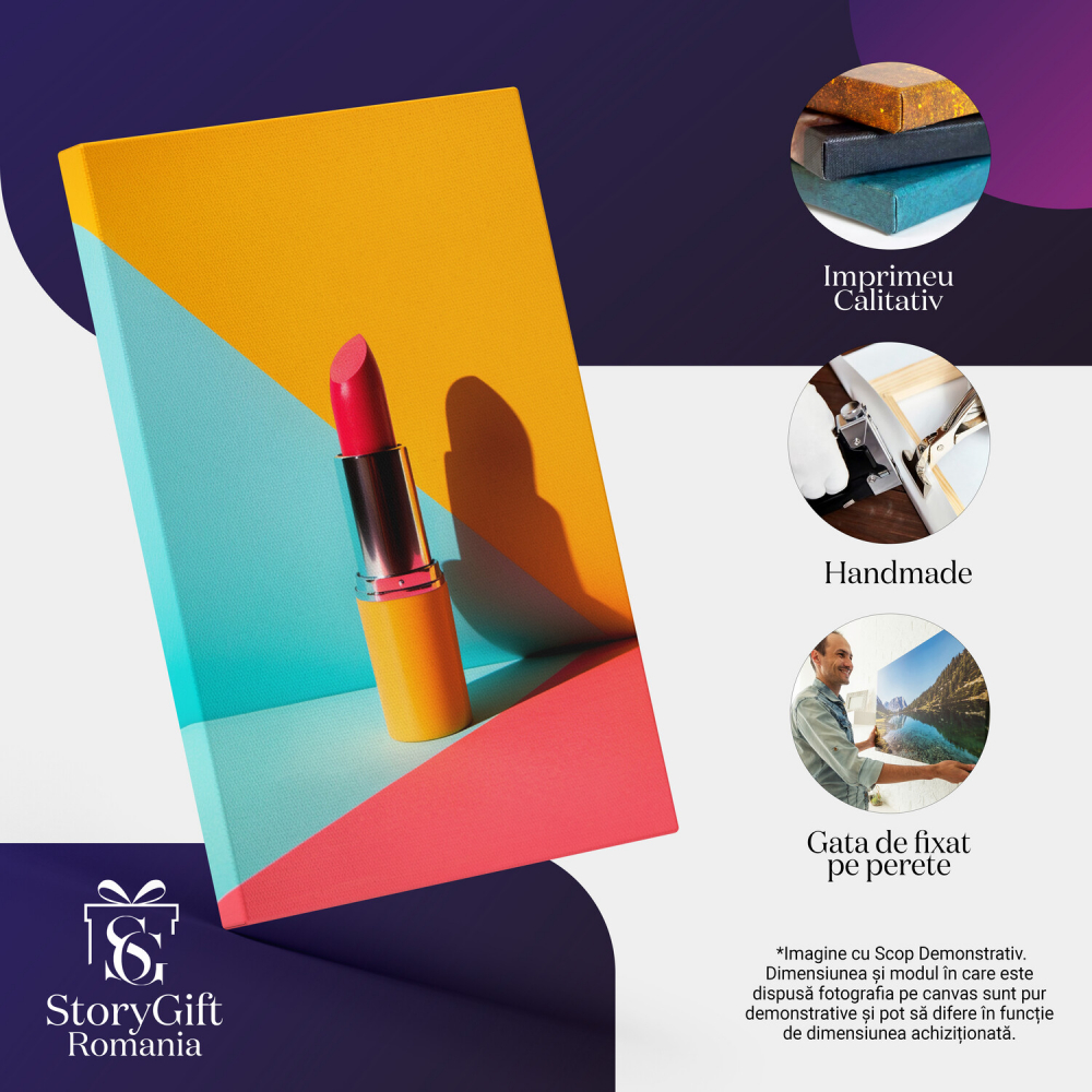 Tablou Canvas Contrastul Rujului Roșu Pe Fundal Galben - Pictură Digitală Vibrantă, Marime 70x50CM [2]