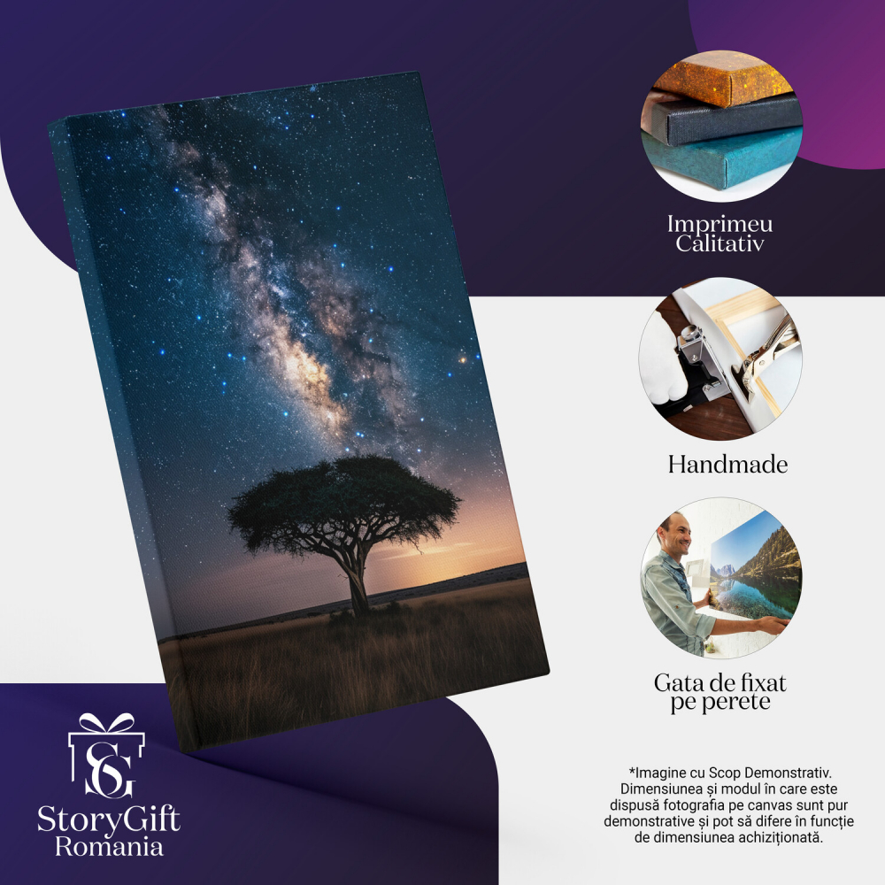 Tabloul canvas cu copacul cu trunchiul împletit la venirea nopții, Marime 40x25CM [2]