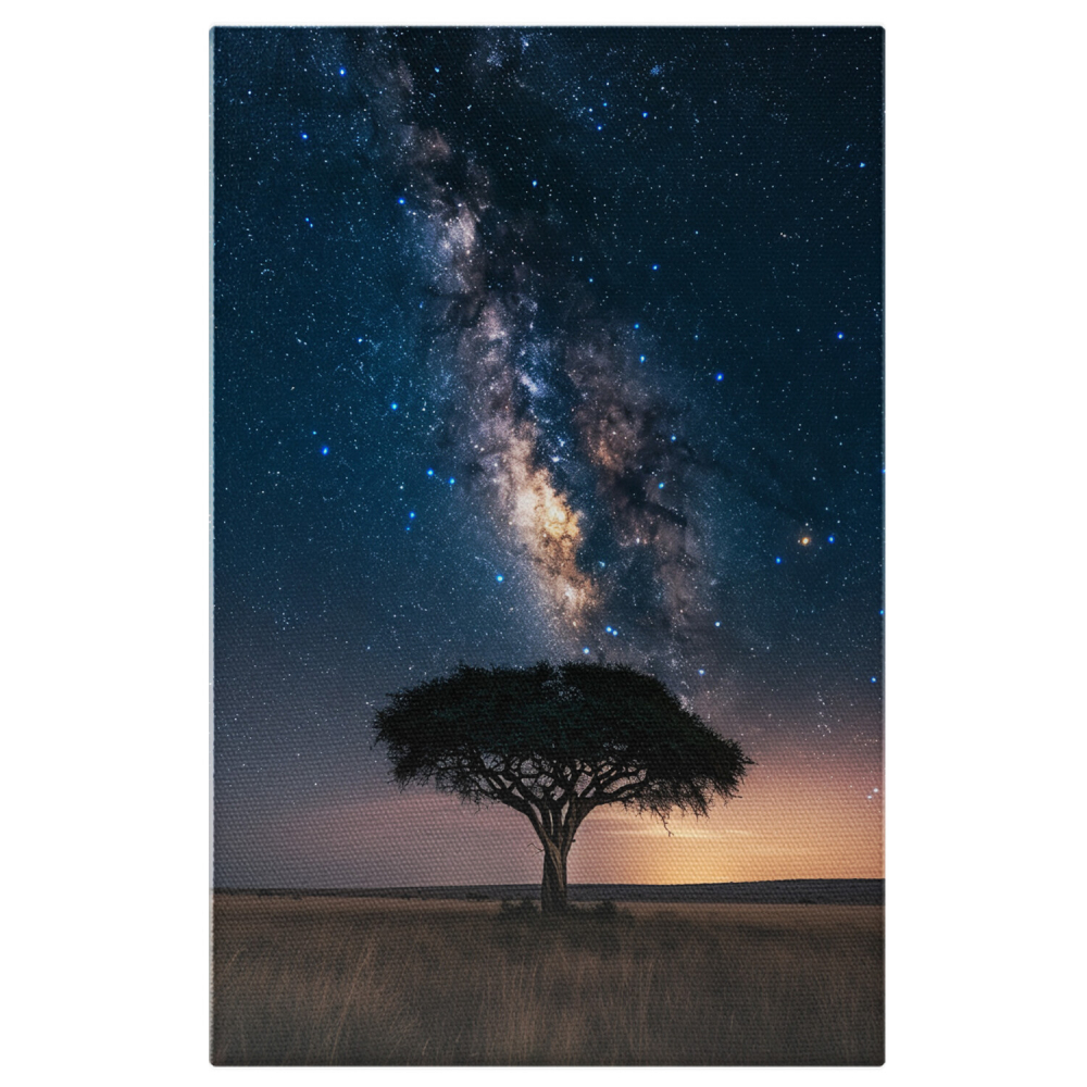 Tabloul canvas cu copacul cu trunchiul împletit la venirea nopții, Marime 40x25CM [1]