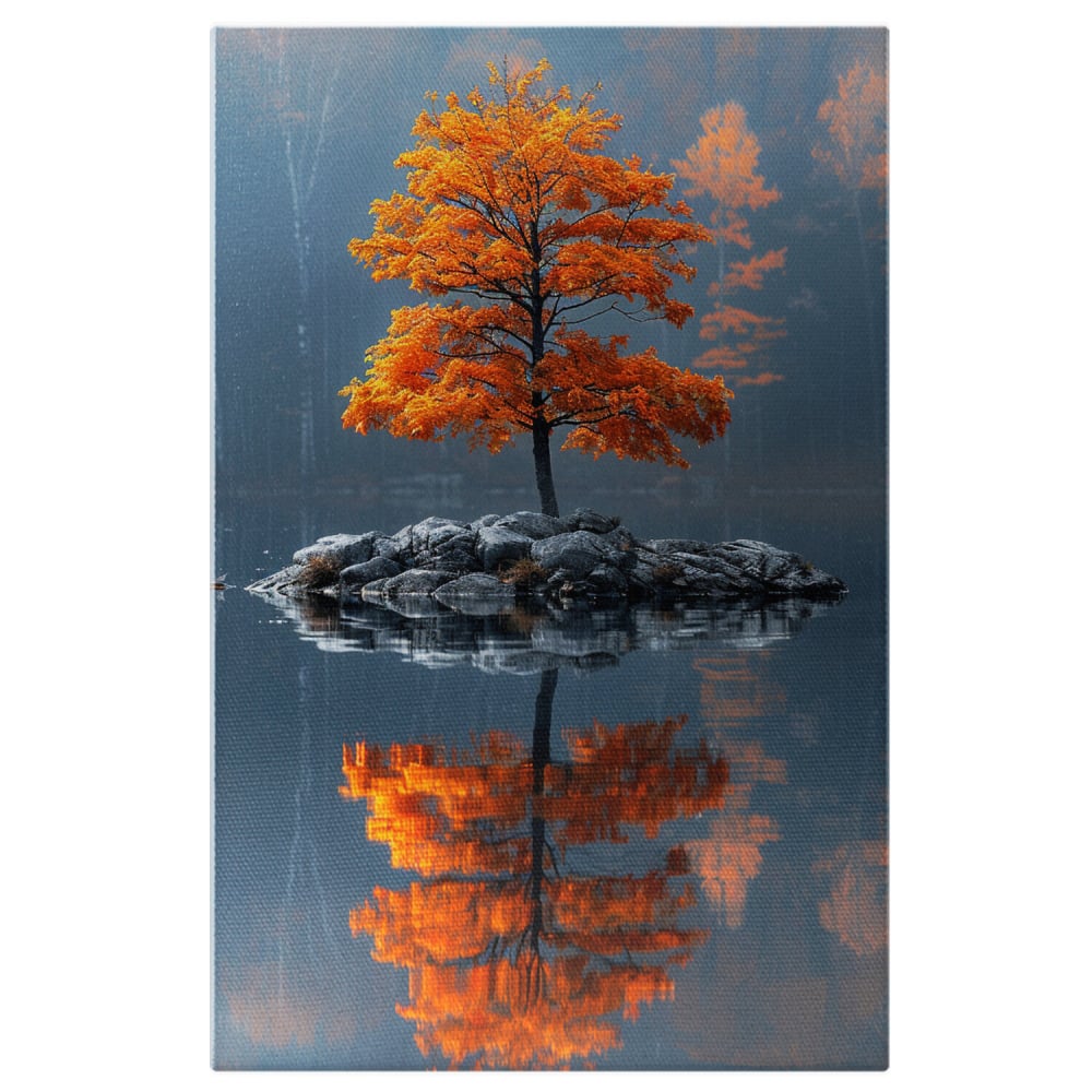 Copac Portocaliu în Mijlocul Oceanului Tihnit - Paradisul Insular, Marime 40x25CM [1]