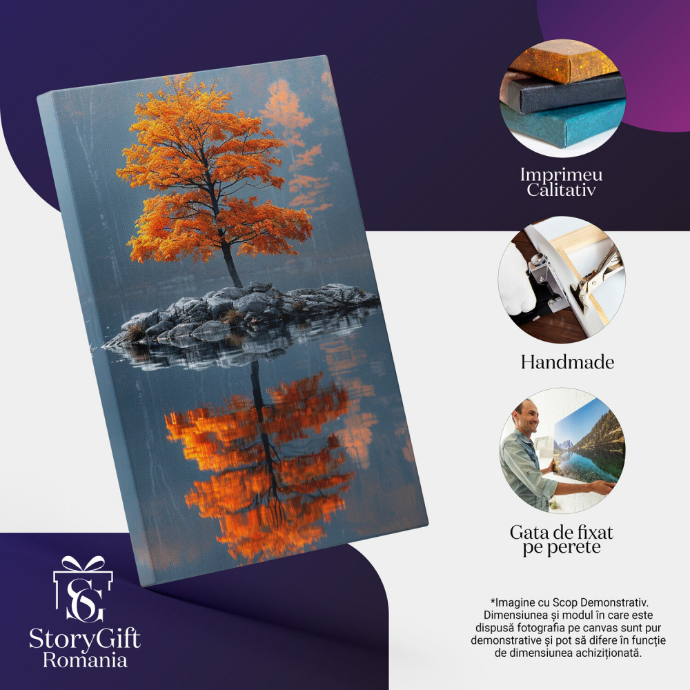 Copac Portocaliu în Mijlocul Oceanului Tihnit - Paradisul Insular, Marime 40x25CM [2]