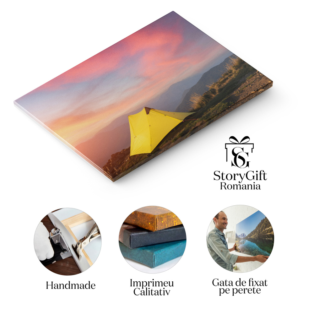 Tablou Canvas Cort de Camping în Munții Toamnei, Marime 40x25CM [2]