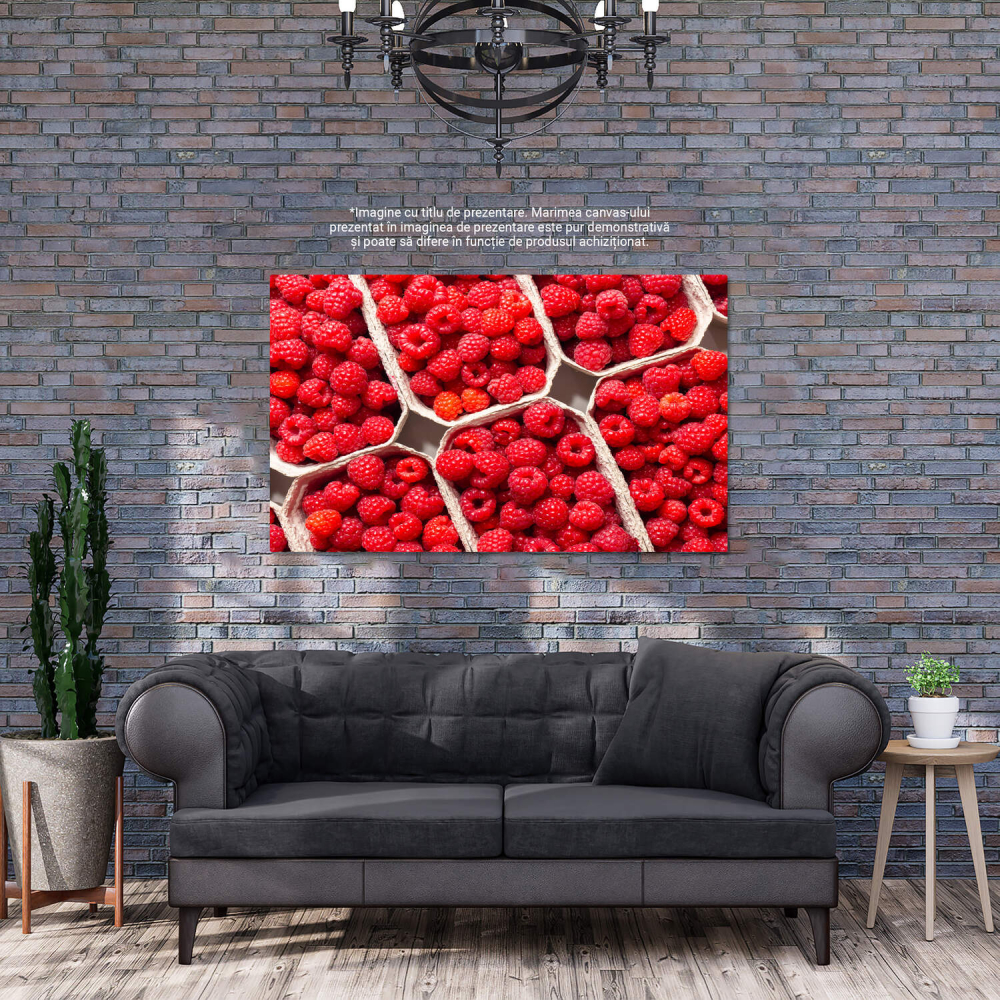 Tablou Canvas: Coș cu Zmeură Proaspăt Culeasă - Bio și Delicioasă, Marime 40x25CM [3]