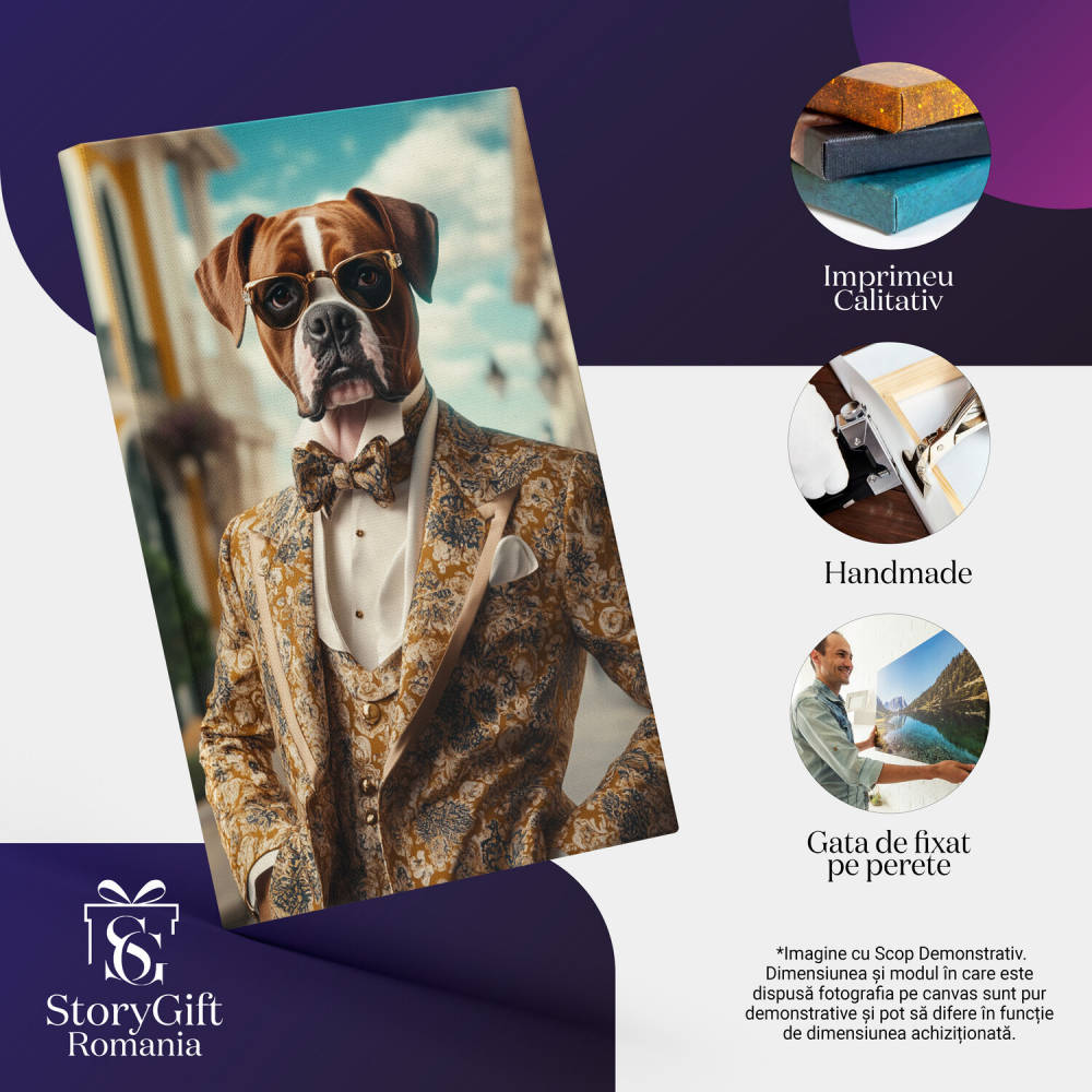  Tablou Canvas Personalizat Costum Regal Abstract Cu Papion Și Vestă ColoratăMarime 140x90CM [4]