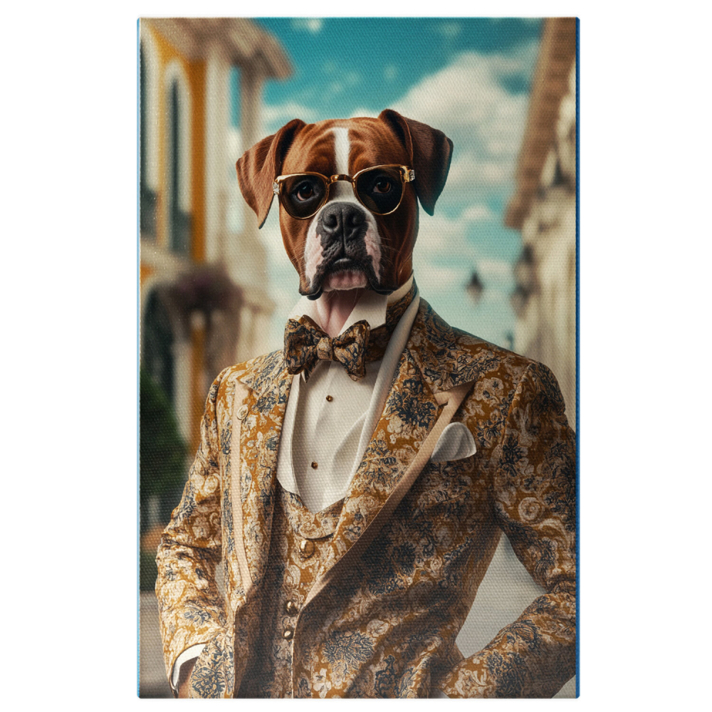  Tablou Canvas Personalizat Costum Regal Abstract Cu Papion Și Vestă ColoratăMarime 140x90CM [1]