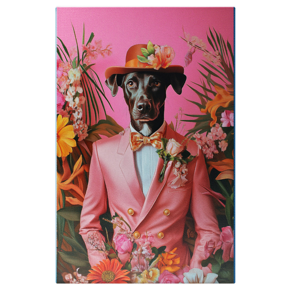 Tablou Canvas Personalizat - Animal în Costum Roz cu Palarie Portocalie
Marime 40x25CM [1]