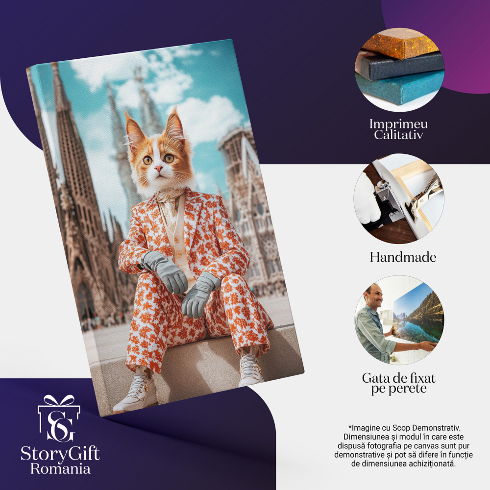 Tablou Canvas Personalizat - Animal în Costum Modern cu Design Portocaliu
Marime 90x60CM [4]