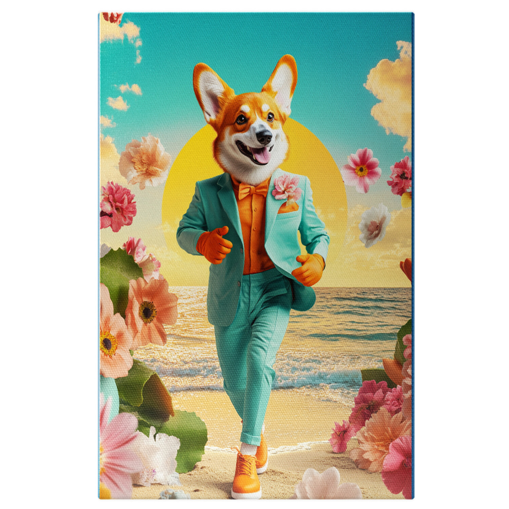 Tablou Canvas Personalizat - Animal în Costum Turcoaz cu Floare Roz
Marime 40x25CM [1]