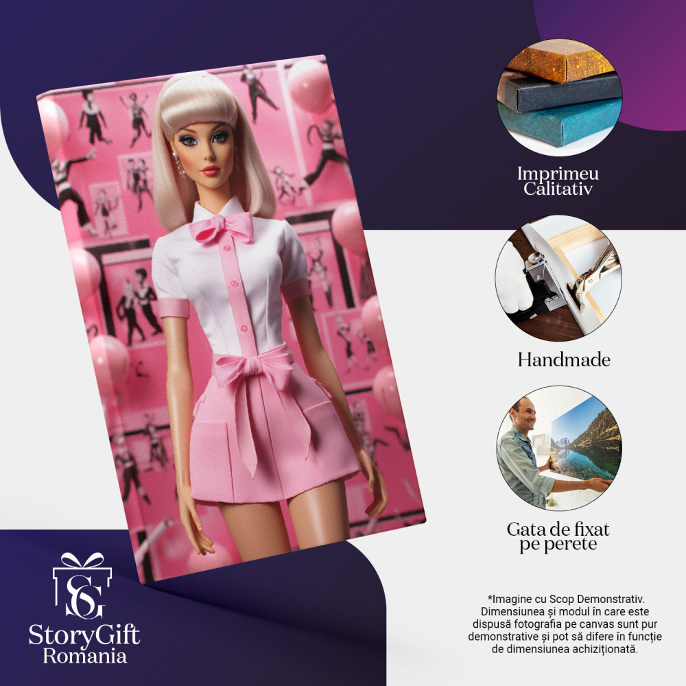 Tablou Canvas: Costumația Vie a Păpușii Fără Cusur Vestimentație Armonioasă în Fundal Asortat Pictura Digitala 40x25CM [3]