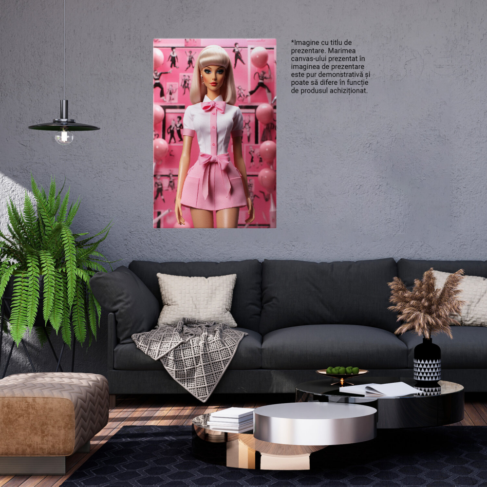 Tablou Canvas - Costumația Vie a Păpușii - Vestimentație Armonioasă în Fundal Asortat, Marime 40x25CM [3]