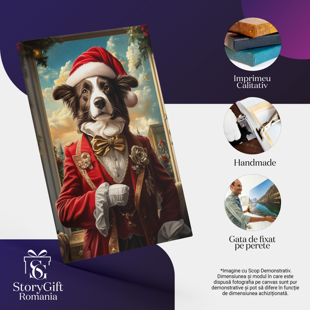  Tablou Canvas Personalizat Moș Crăciun Regal Cu Papion Auriu Și CadouriMarime 40x25CM [4]