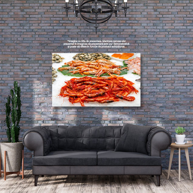 Tablou Canvas Creveti Proaspeti de Vanzare, fresh, prawns, vanzare, marcat 2076 40x25CM [3]