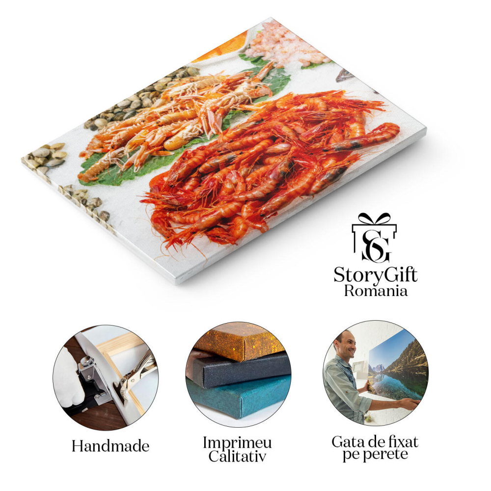 Tablou Canvas Creveti Proaspeti de Vanzare, fresh, prawns, vanzare, marcat 2076 40x25CM [2]