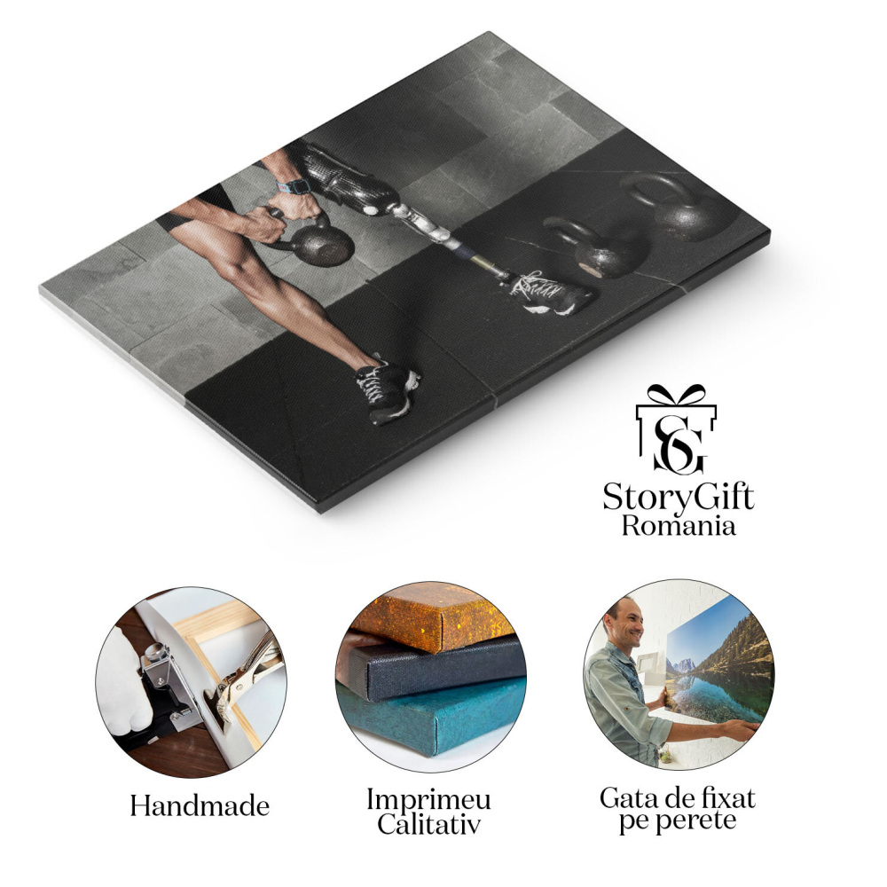 Tablou Canvas cu Antrenament cu Kettlebell - Determinare si Supravietuire 40x25CM [2]