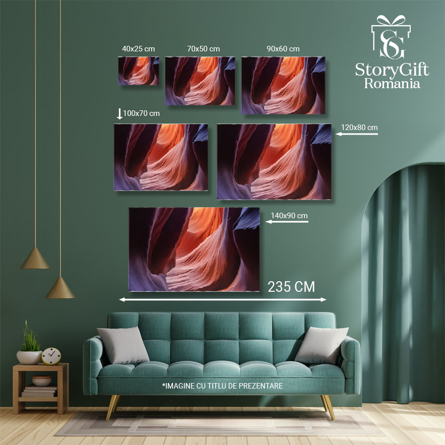 Tablou canvas cu apus de soare, canion, roci, natura, multicolor 40x25CM [5]