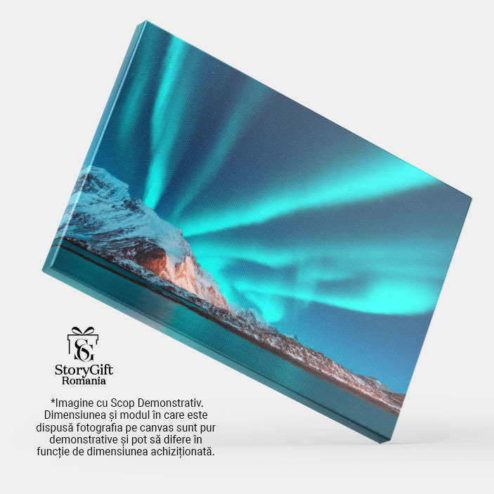 Tablou canvas cu aurora boreala, zapada, munti, mare, noapte, multicolor 40x25CM [4]