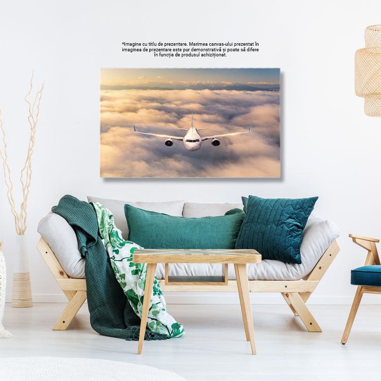 Tablou canvas cu avion, cer, nori, munti, calatorie, zbor, multicolor 40x25CM [3]