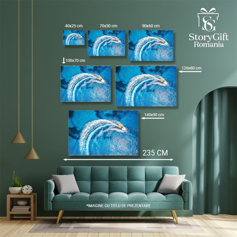 Tablou canvas cu barca, ocean, lumina soarelui, vara, multicolor 40x25CM [5]