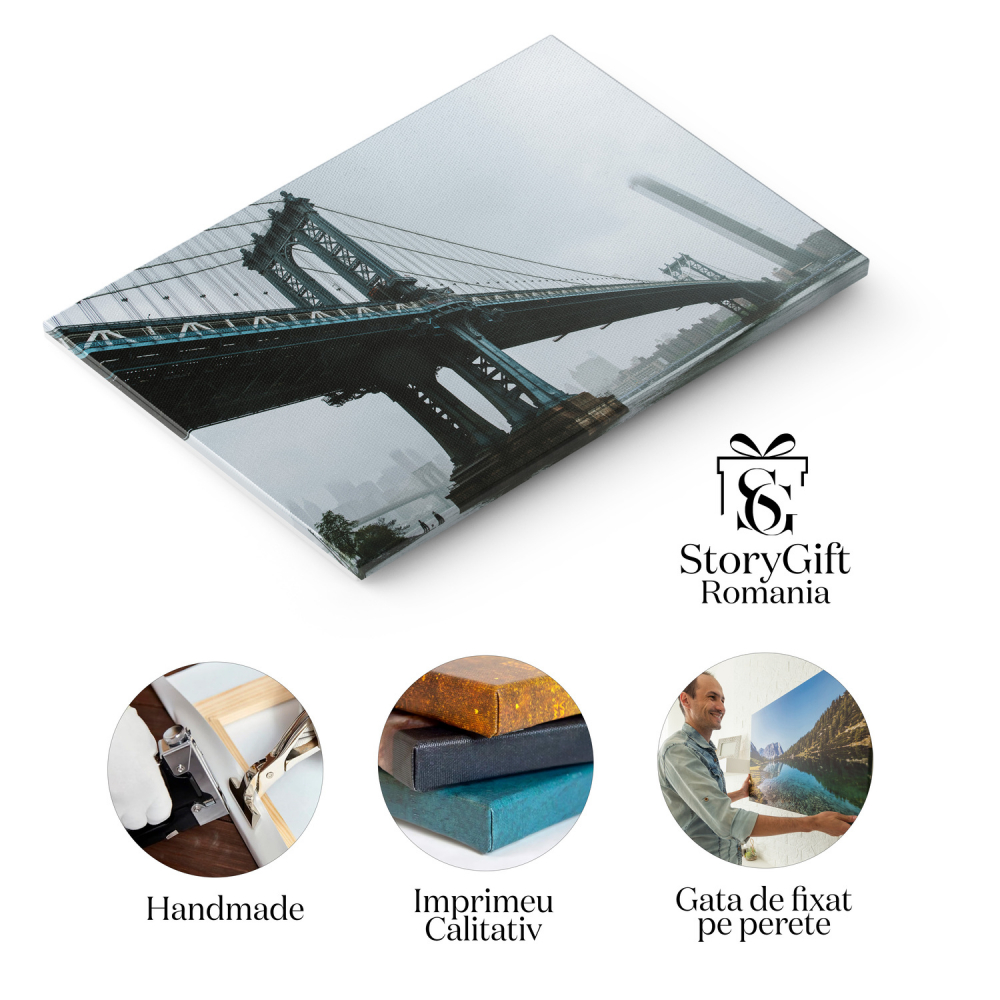 Brooklyn Bridge în Ploaie - Silueta în Umezeală, Marime 40x25CM [2]