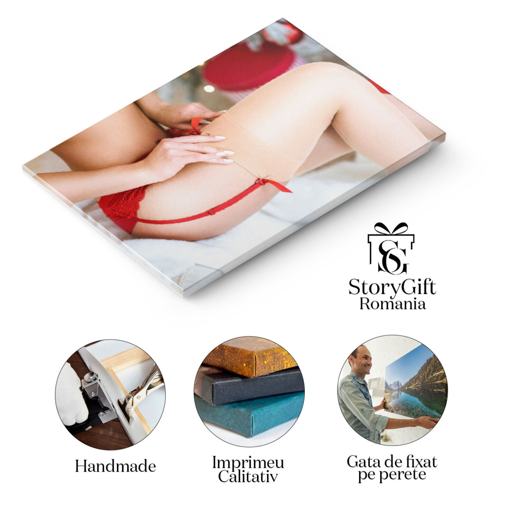 Tablou canvas cu ciorapi, femeie, portjartiera, lenjerie, multicolor 40x25CM [2]