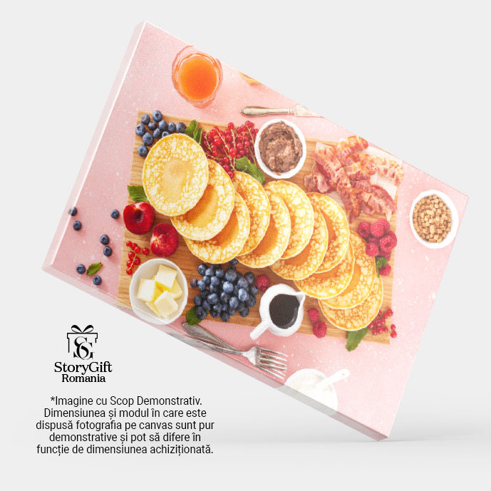 Tablou canvas cu clatite, mancare, unt, fructe, bacon, multicolor 40x25CM [4]