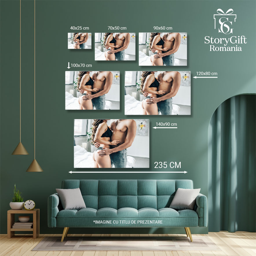 Tablou Canvas cu Cuplu Imbratisandu-se Apasionat - Senzual, Dragoste, Acasa 40x25CM [5]