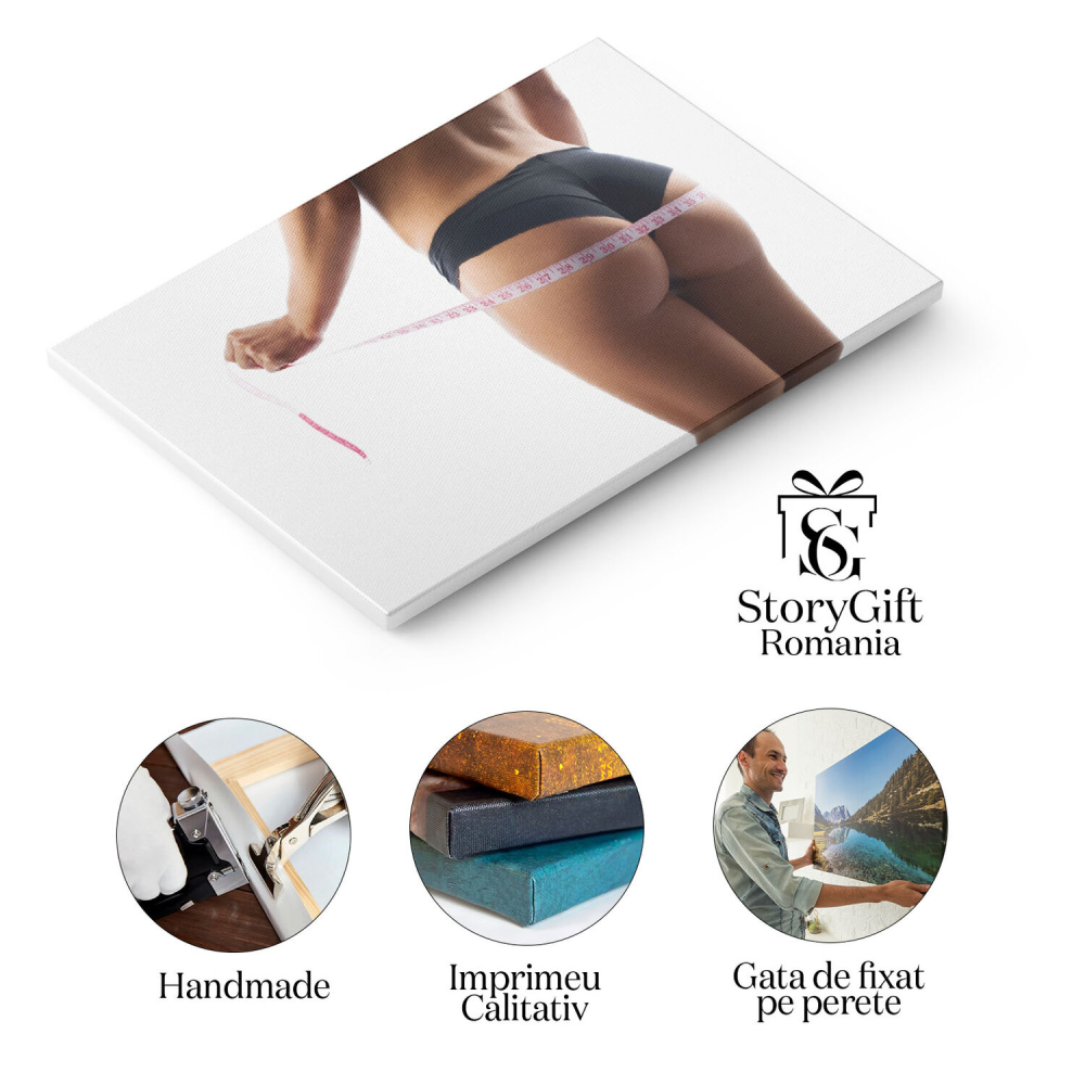 Tablou canvas cu femeie, silueta, metru, lenjerie, sport, multicolor 40x25CM [2]