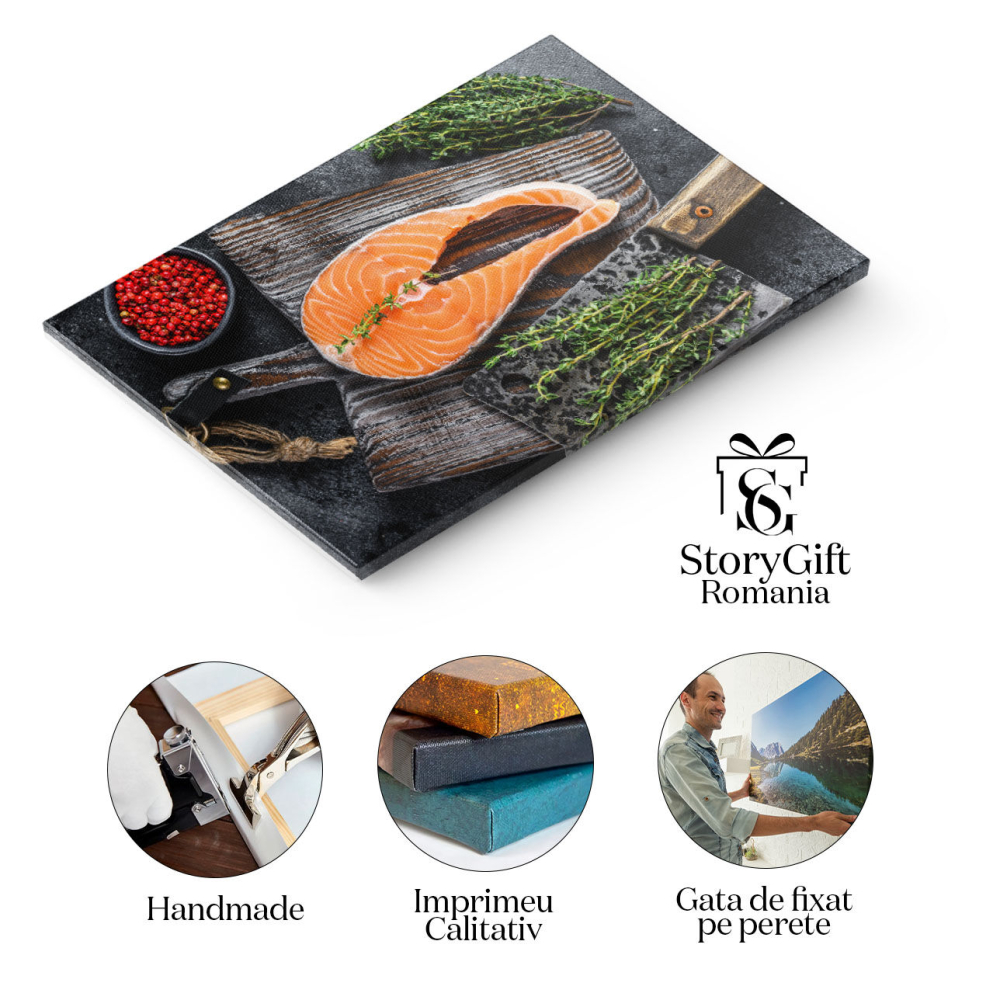 Tablou Canvas cu Fillet de Peste Proaspat - Mancare Sanatoasa si Gustoasa 40x25CM [2]