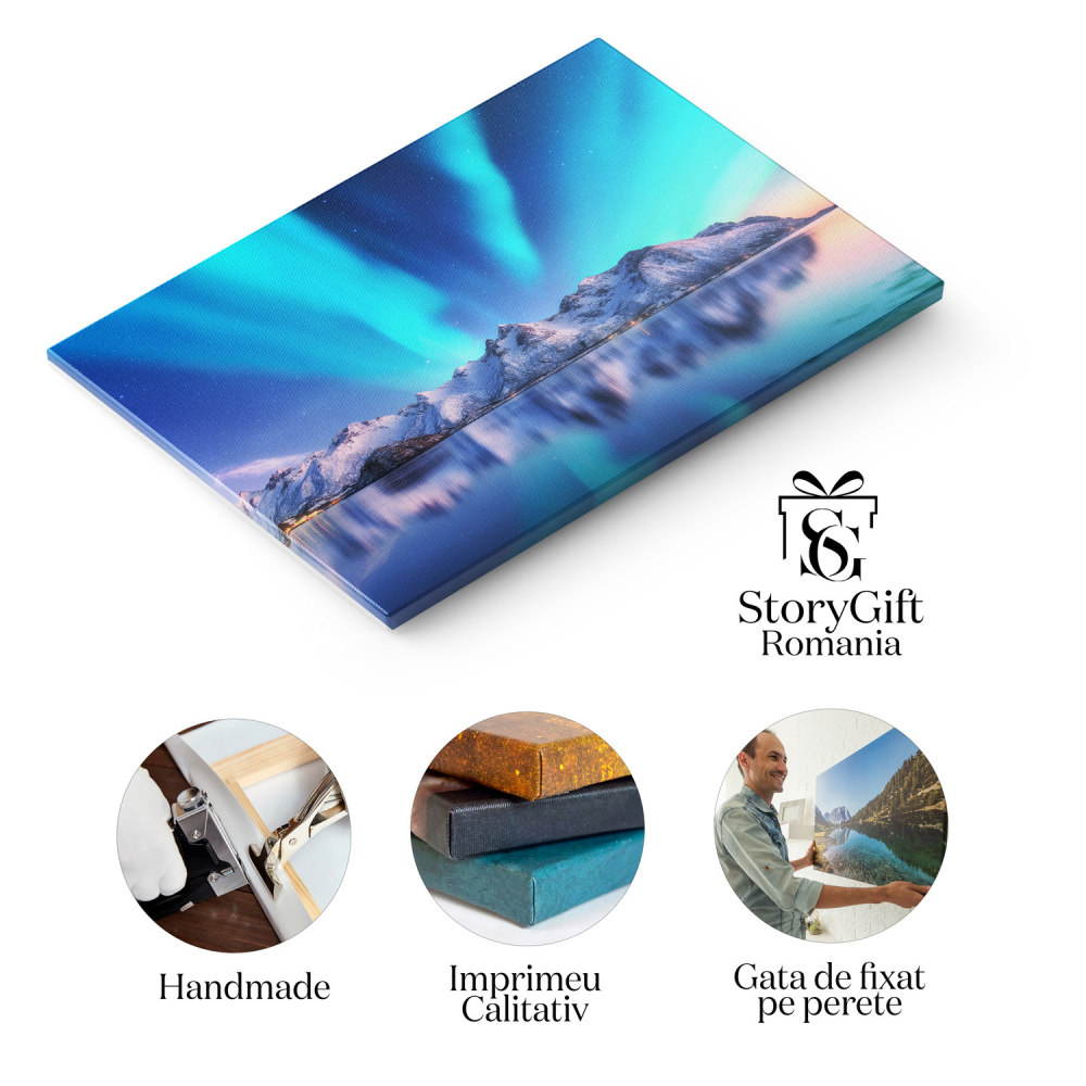 Lumini Nordice în Norvegia Lofoten - Dansul Stelelor și Aurora Boreală, Marime 40x25CM [2]